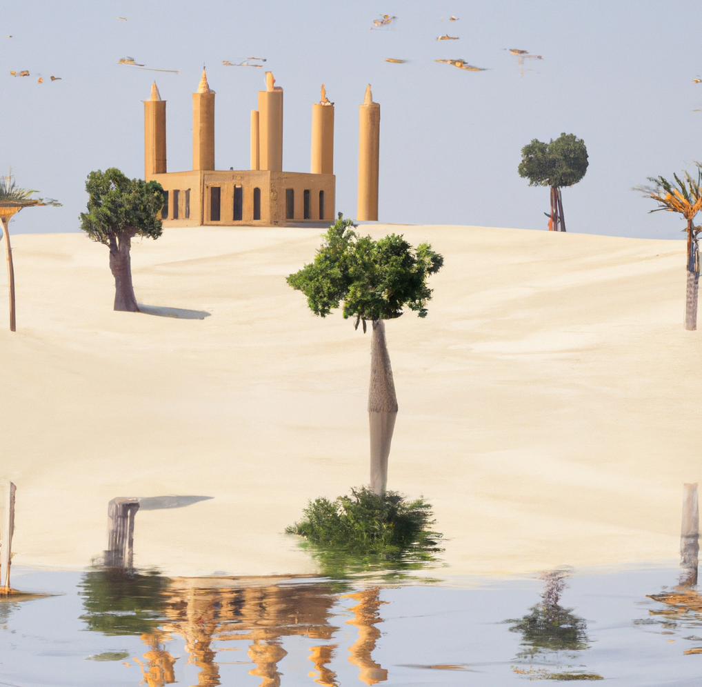 Slika koja prikazuje fatamorganu u pustinji