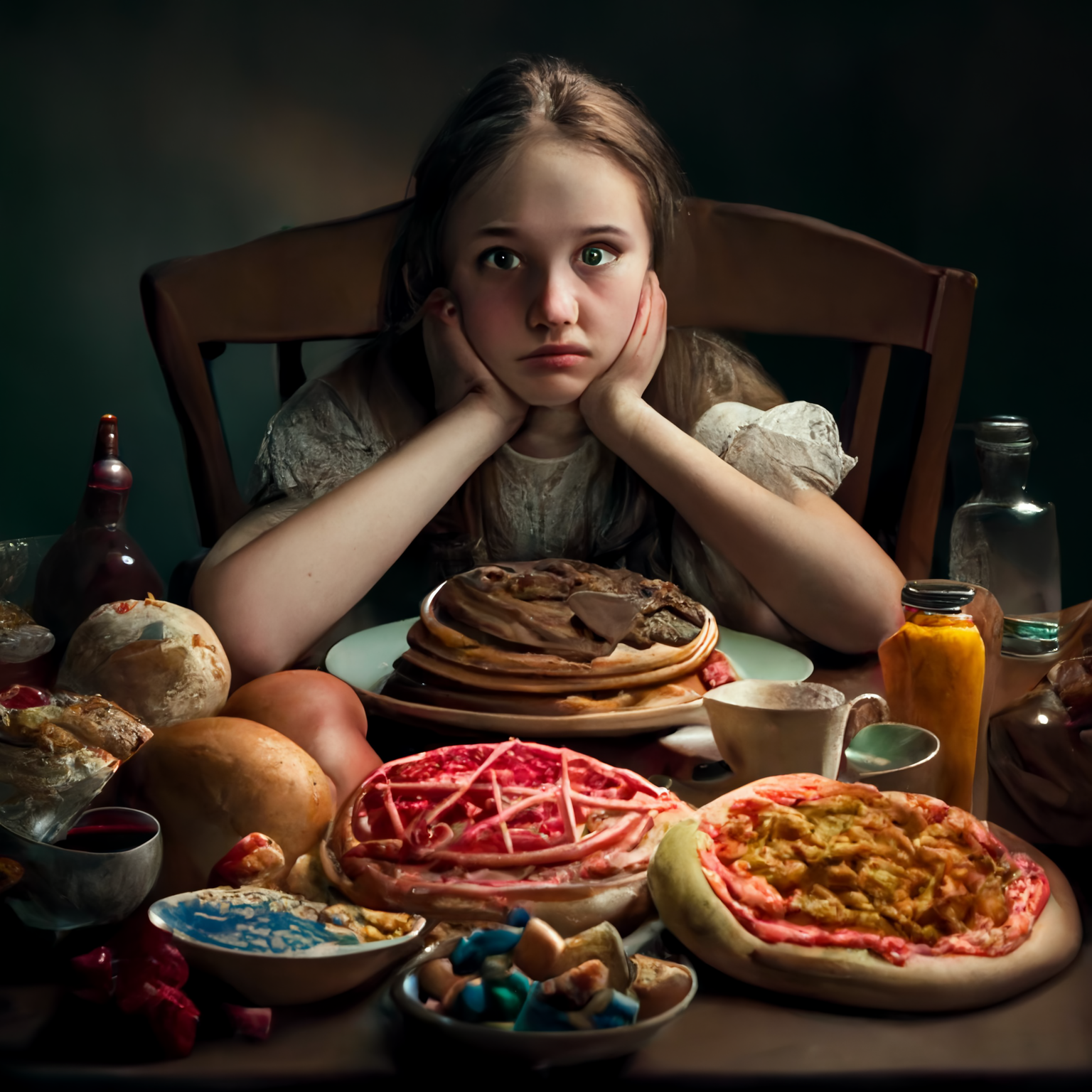 Devojcica koja sedi za stolom punim hrane, pita se kako osećamo ukus