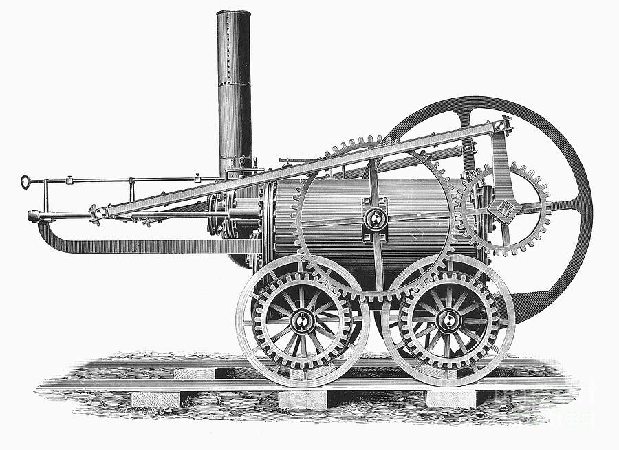 Prva moderna železnica, lokomotiva na paru